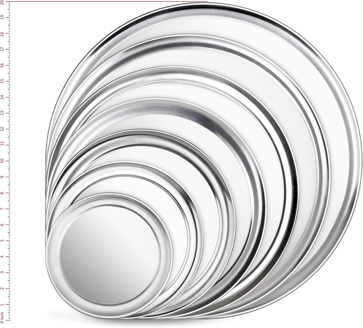 New Star Foodservice Restaurant-Grade Aluminum Pizza Pan/Tray with Wide Rim, 16 Inch, Pack of 6