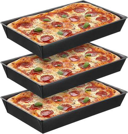 Kifmurase 3 Pack Detroit Style Pizza Pan Rectangle Deep Dish Pizza Pans