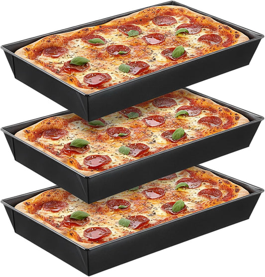 Kifmurase 3 Pack Detroit Style Pizza Pan Rectangle Deep Dish Pizza Pans
