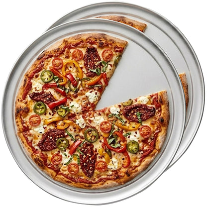 18 Inch Aluminum Pizza Pan with Wide Rim – Heavy Duty 18 Gauge Restaurant Grade Pizza Tray for Baking, Serving & Commercial Kitchens, Oven Safe Round Pizza Pan (Pack of 2)