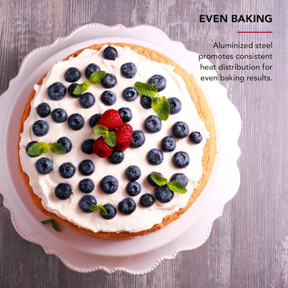 KitchenAid Nonstick Aluminized Steel Round Cake Pan, Dishwasher Safe, 9 Inch, Contour Silver