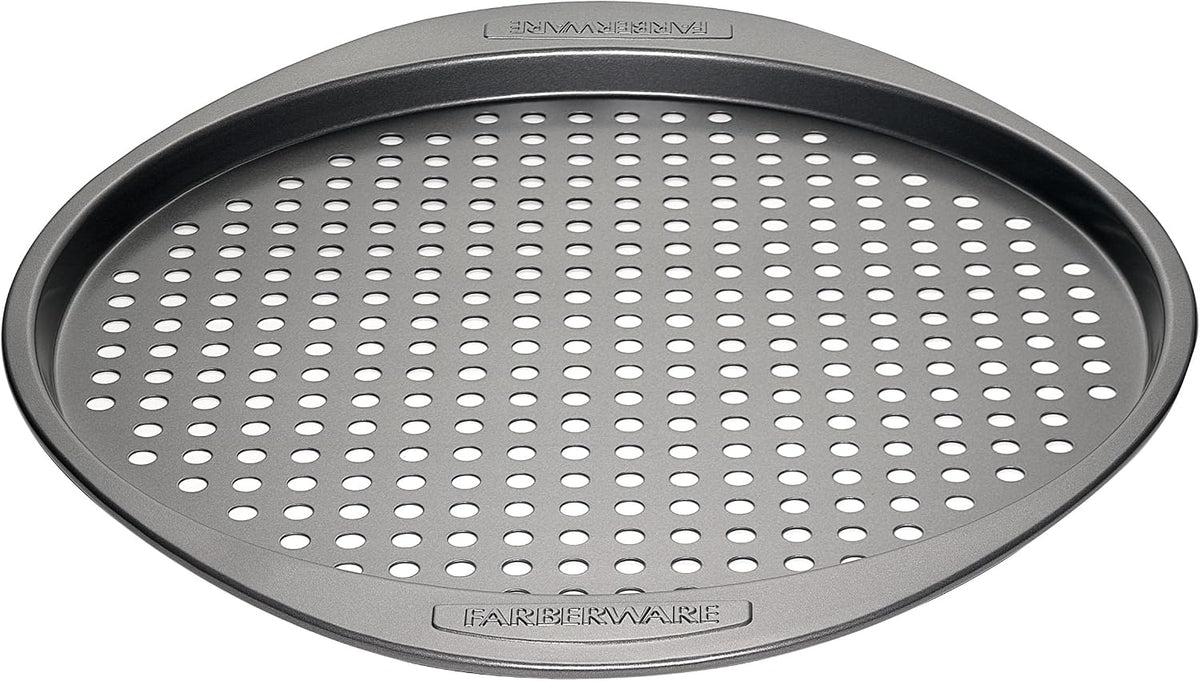 Farberware Nonstick Bakeware Round Pizza/Crisper Pan, 13 Inch, Gray