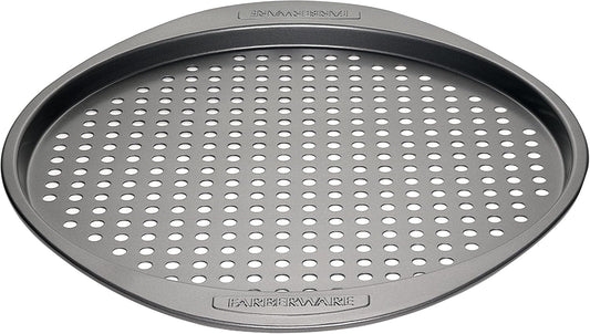 Farberware Nonstick Bakeware Round Pizza/Crisper Pan, 13 Inch, Gray