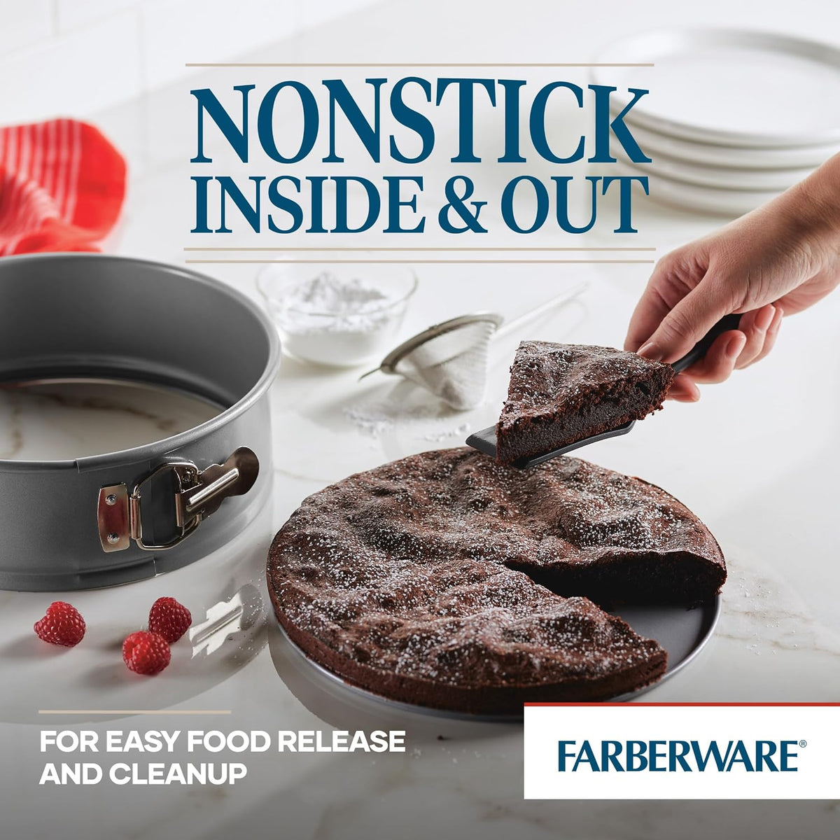 Farberware Nonstick Bakeware 9-Inch Round Springform Pan, Gray