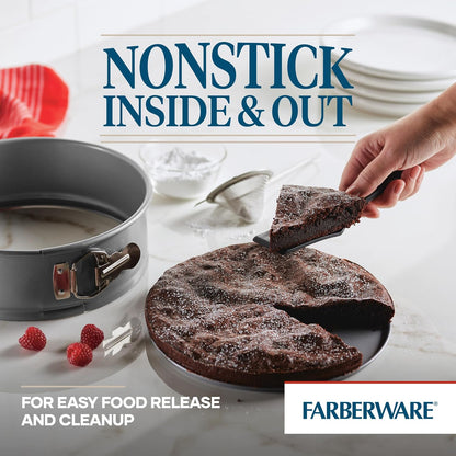 Farberware Nonstick Bakeware 9-Inch Round Springform Pan, Gray