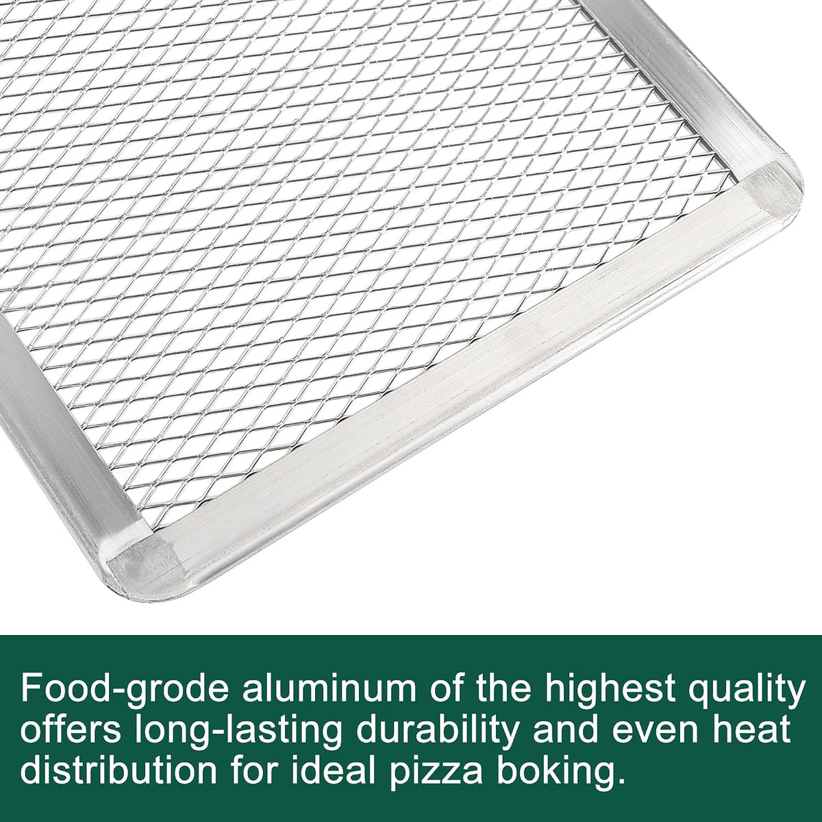Pizza Screen 11 x 16 Inch 2 Pack Rectangular Aluminum Pizza Pan Restaurant-Grade Flatbread Screen Pizza Crisper Pan,Oven-Safe