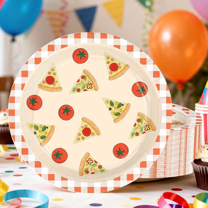 50Pcs Pizza Paper Plates 9" Pizza Birthday Heavy Duty Paper Plates