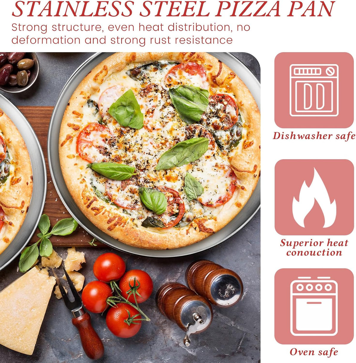 12 Pcs Pizza Pan Riser Stands Tray Set,Silver,Round