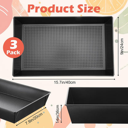 Kifmurase 3 Pack Detroit Style Pizza Pan Rectangle Deep Dish Pizza Pans