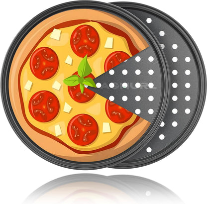 9 inch Pizza Pans with Holes, Nonstick Pizza Tray, 2-Pack