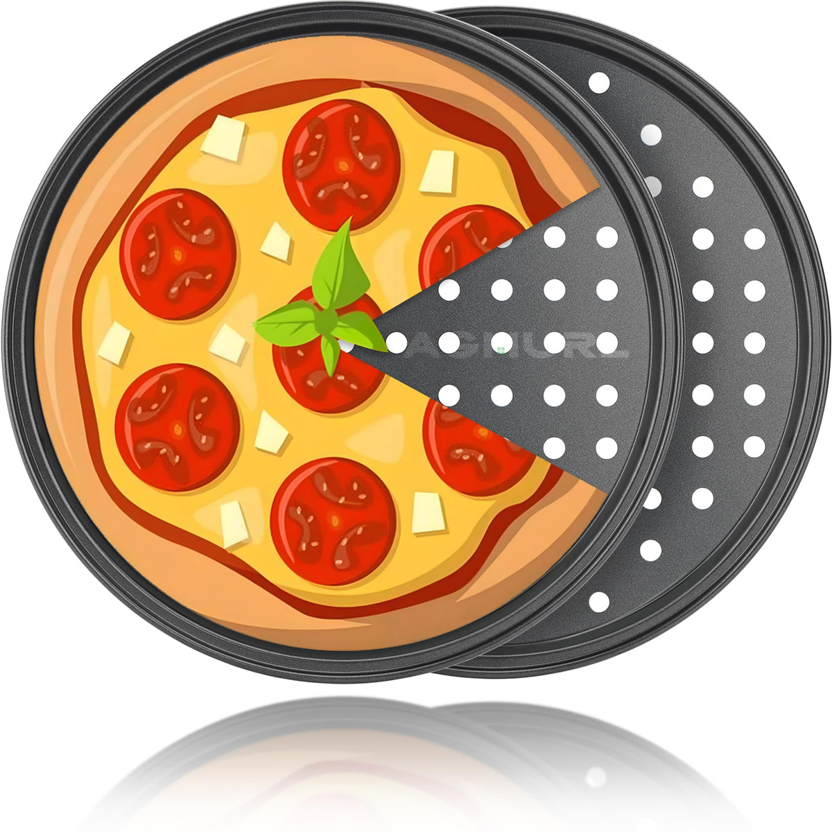 9 inch Pizza Pans with Holes, Nonstick Pizza Tray, 2-Pack