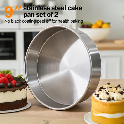 9 Inch Round Cake Pans Set of 2 with 100 Pieces Parchment Paper