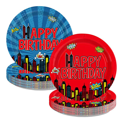 50Pcs Pizza Paper Plates 9" Pizza Birthday Heavy Duty Paper Plates