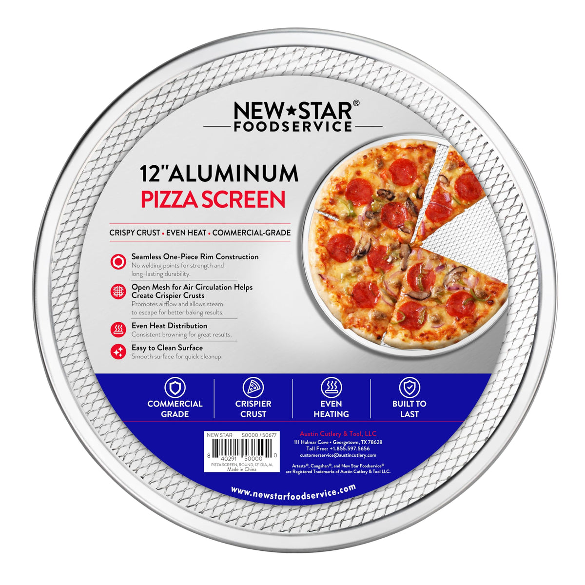 New Star Foodservice Restaurant-Grade Seamless Aluminum Pizza Baking Screen, 10 Inch