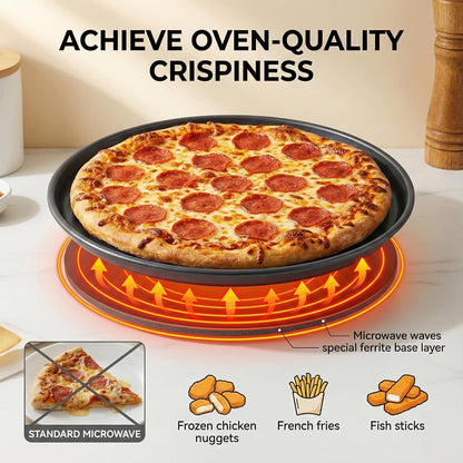 MACONEE 10inch Universal Microwave Crisper Pan/Microwave Cookware Browning Tray, Crispy Plate, Microwave Crispers for Reheat Frozen Pizza, Chicken Nuggets French Toast with Crispy Effect!
