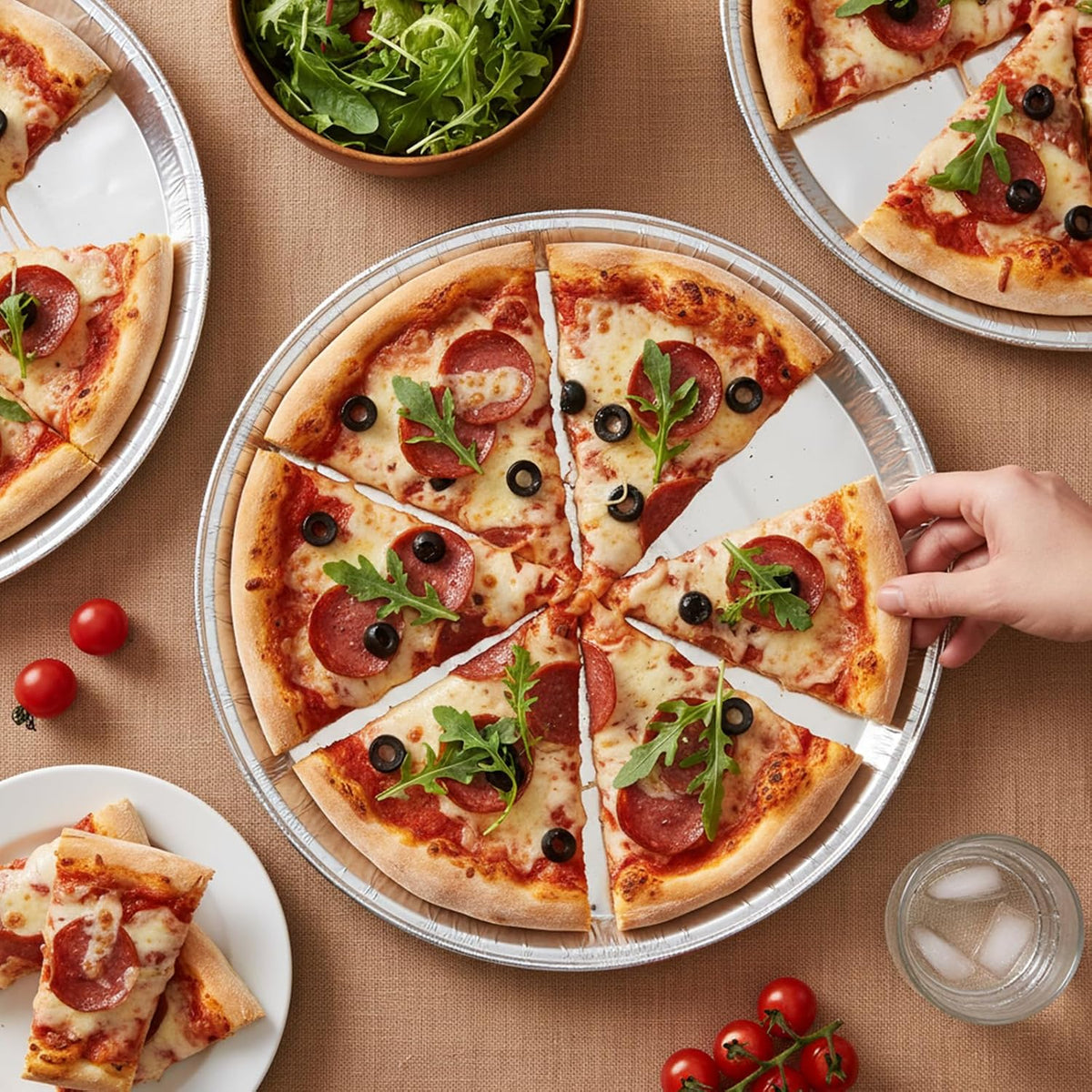 Kifmurase 16PCS Round Disposable Foil Pizza Pans, 12 Inch Focaccia Pan Large Serving Trays for Cake Bread, Large Size Chocolate Chip Cookie Cake Aluminum Tin for Freezer & Oven