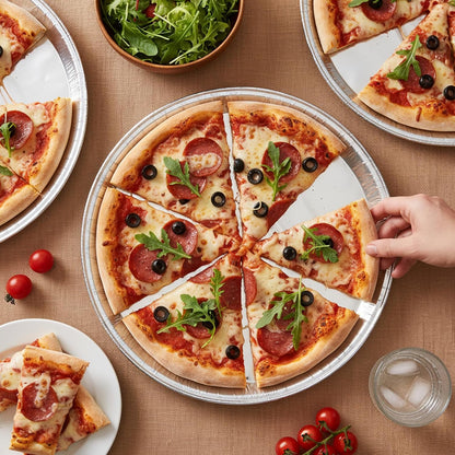 Kifmurase 16PCS Round Disposable Foil Pizza Pans, 12 Inch Focaccia Pan Large Serving Trays for Cake Bread, Large Size Chocolate Chip Cookie Cake Aluminum Tin for Freezer & Oven