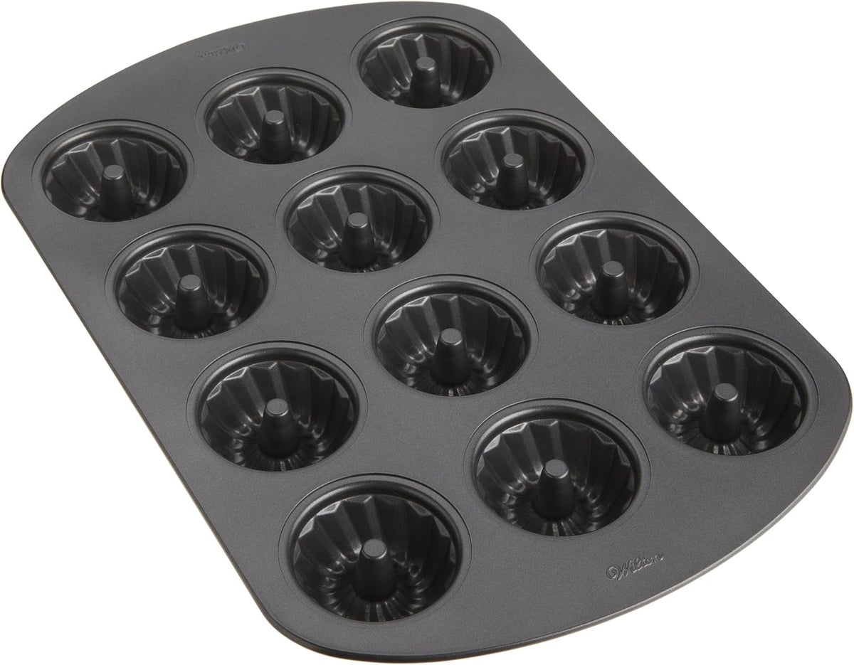 Wilton Gold Non-Stick Mini Fluted Tube Pan, Made Without PFAS, 12-Cavity