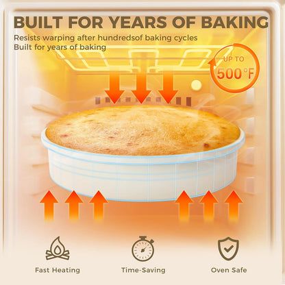 HONGBAKE Ceramic Nonstick 9” Round Cake Pans, Heavy-Duty Aluminized Steel