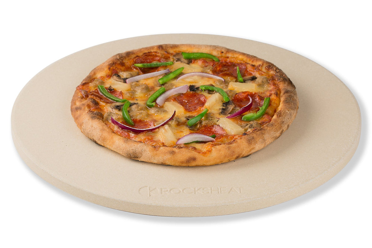 K ROCKSHEAT Pizza Stone Round 16 Inch for Grill and Oven, Large Cordierite Baking Stone for Bread, Safe Circular Cooking Stone for Grill 16", Easy to Clean