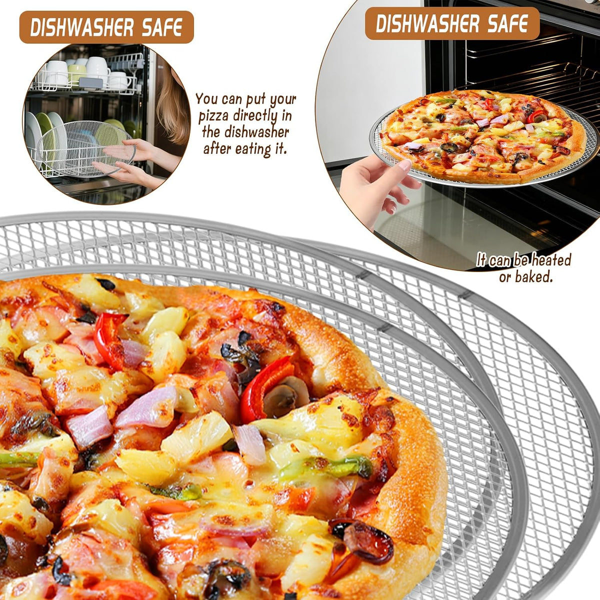 3 Pcs Pizza Screen, 14 Inch Pizza Pan for Oven, Nonstick Pizza Tray for Oven, Dishwasher Safe(3 PCS 14 inch)