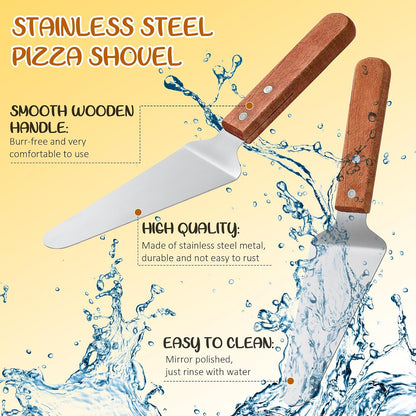 Teenyyou 7 Pcs Silver Pizza Pan Stand Set, Pizza Pans, Knives, Riser Stand