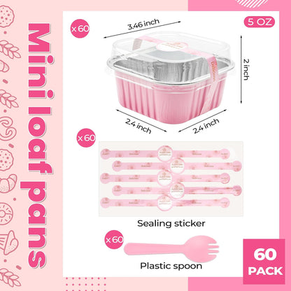 Halloween Mini Cake Pans with Lids, Pink 60 Pack for Bake Sales