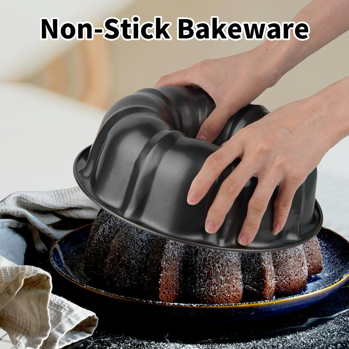 Novery 9.5" Non-Stick Carbon Steel Fluted Tube Cake Pan
