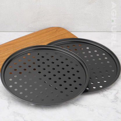 9 inch Pizza Pans with Holes, Nonstick Pizza Tray, 2-Pack