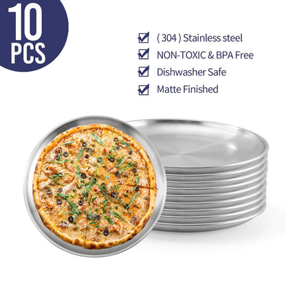10 Pack 12 inch Stainless Steel Pizza Pan, Non Stick