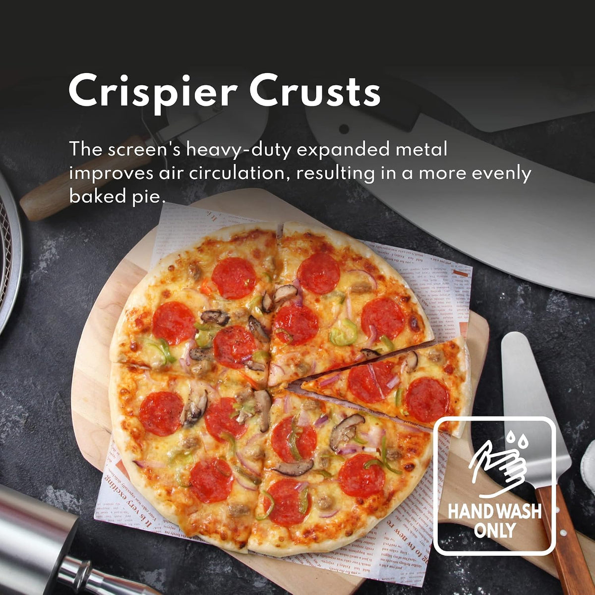 New Star Foodservice Restaurant-Grade Seamless Aluminum Pizza Baking Screen, 10 Inch