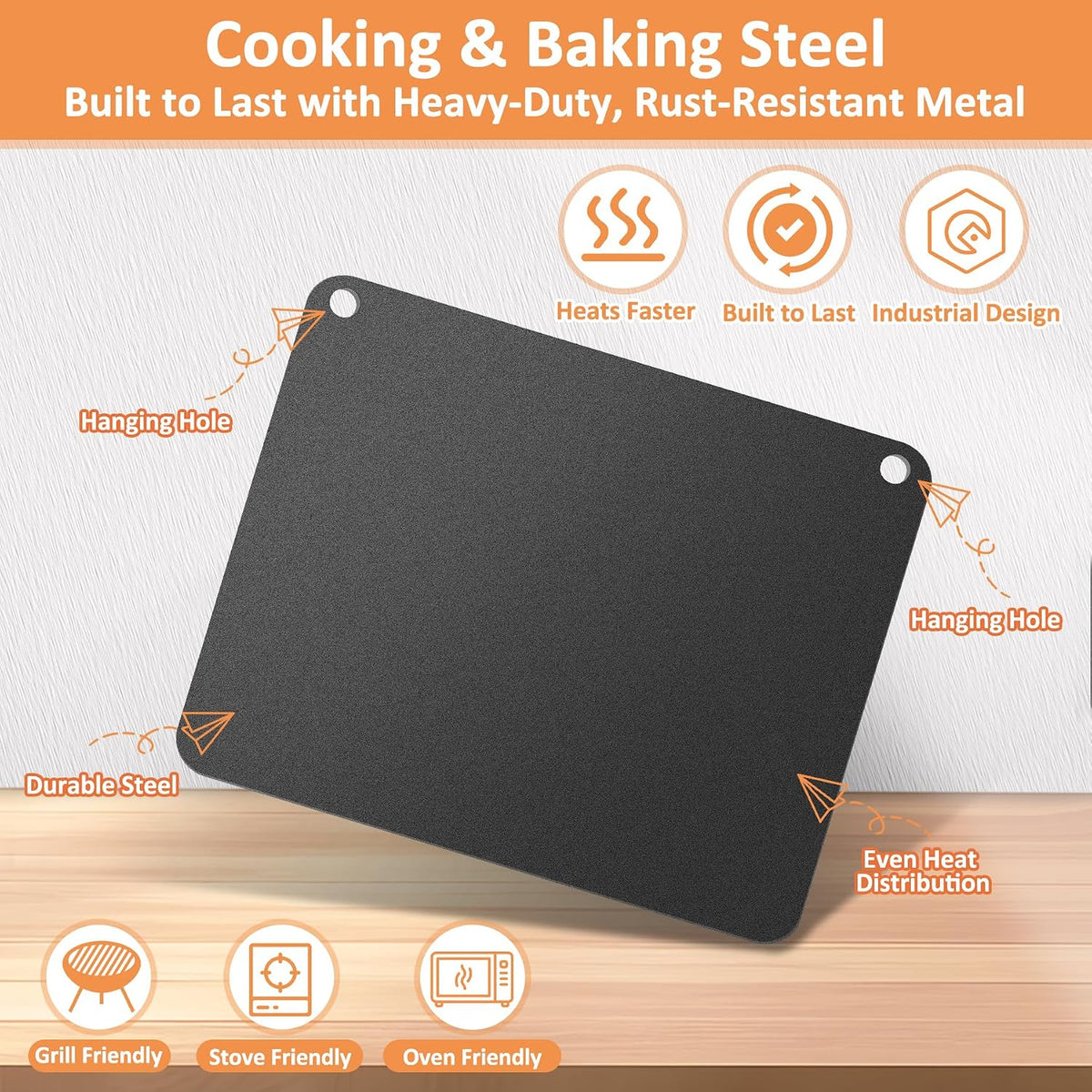 16"x13.4" Baking Steel Pizza Steel for Oven & Grill, Better than Stone