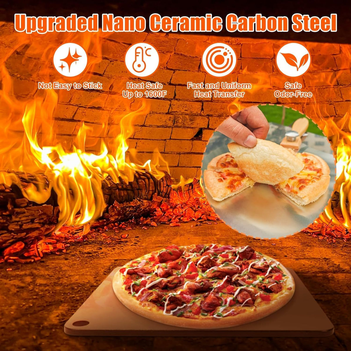 Hisencn 16 x16 Inch Square Pizza Steel Set for Oven and Grill