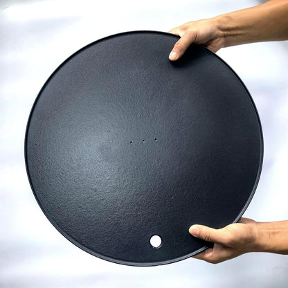 XL Round Pizza Steel 16.9" - 3D Cast Creates Gorgeous Crusts, Enamelled Cast Iron Baking Stone For Oven, Round Griddle, Speed & Even Heating Baking Steel Griddle
