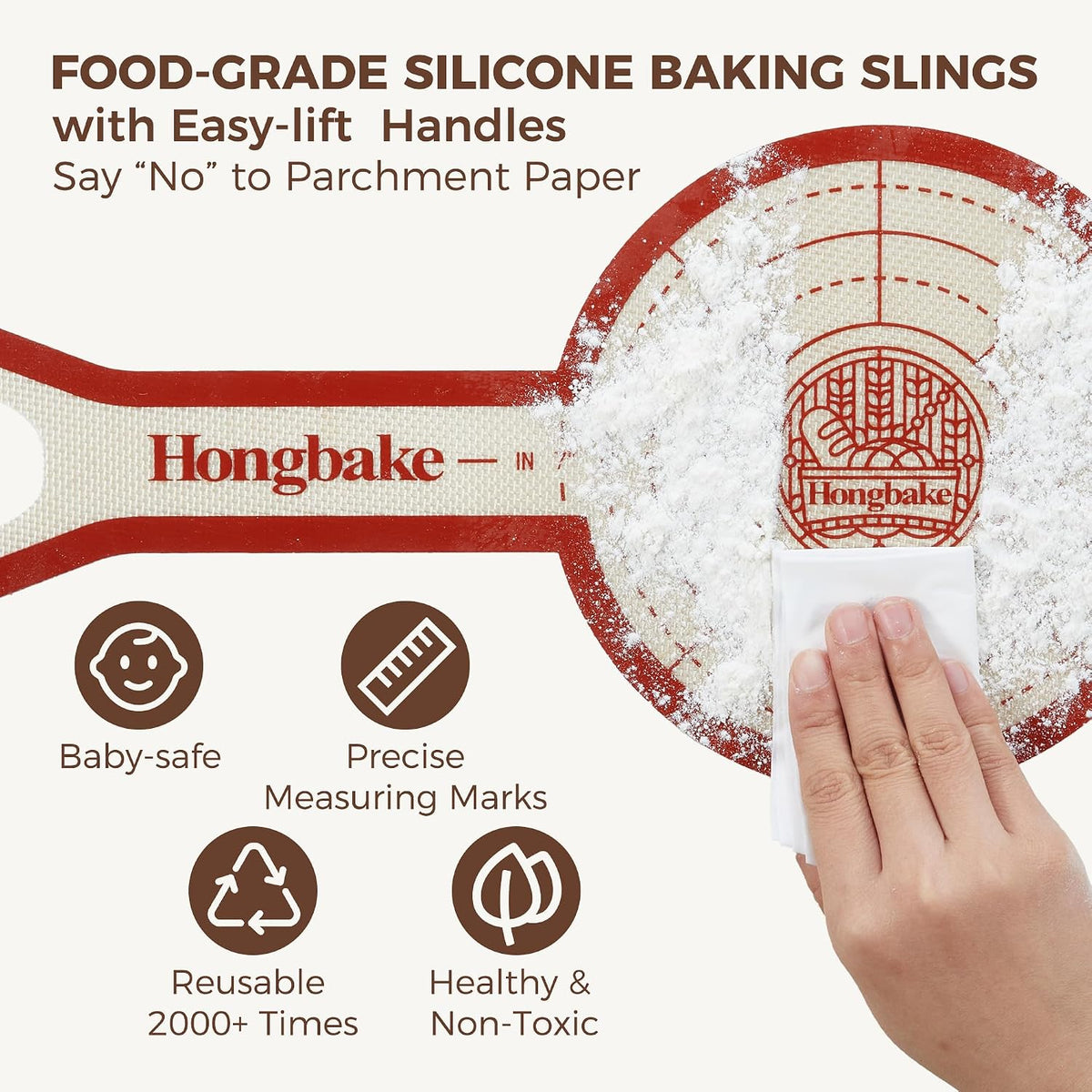 HONGBAKE 8 Inch Round Cake Pan Set for Baking with 2 Pcs Silicone Baking Sling Mats, Nonstick Circle Cake Pans Set of 2, 2.5" Deeper Layer Cake Tin for Oven, Cheesecake Mold, Huty Duty, Gold