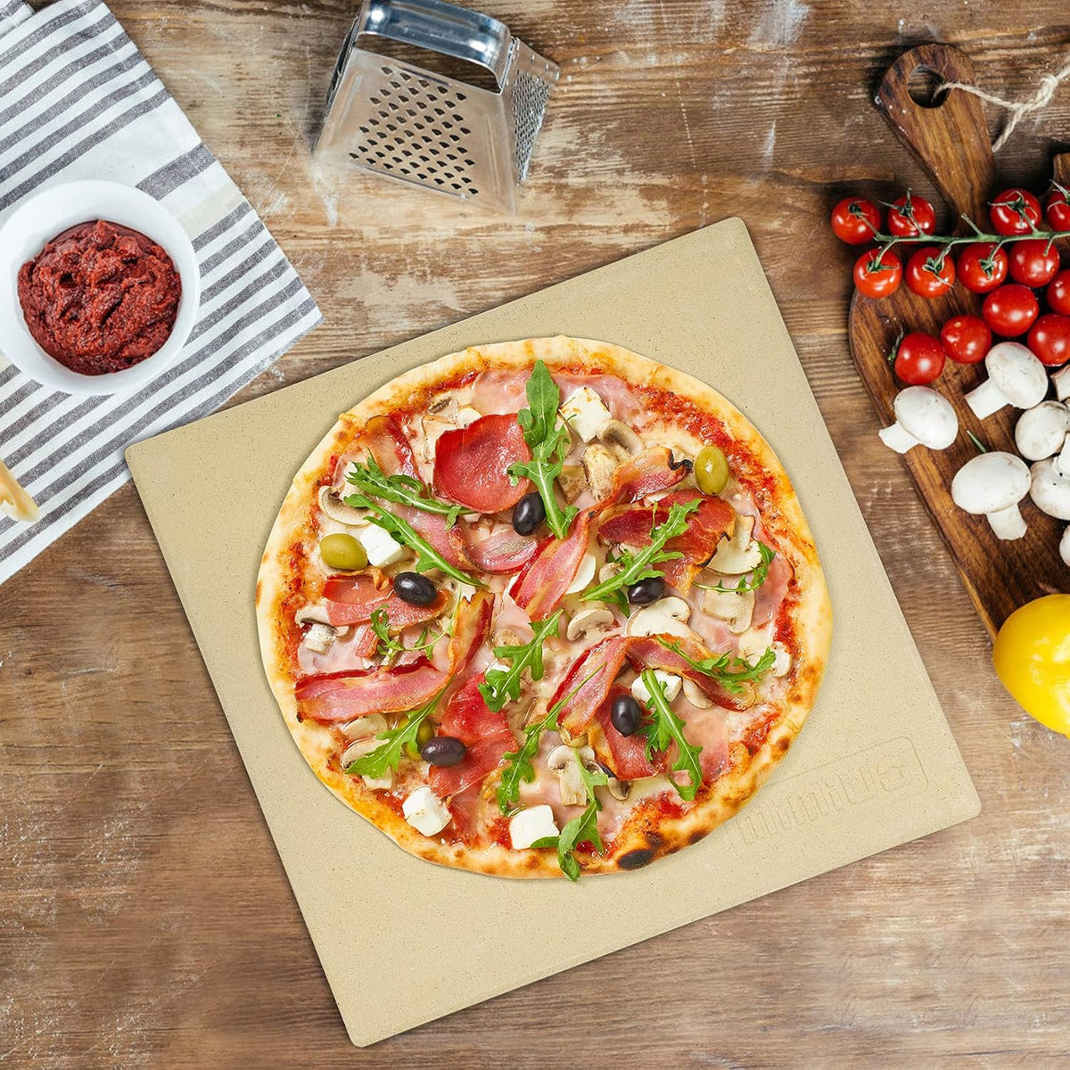 Mimiuo 13" Square Pizza Stone Fits for Ooni 12" Ovens & BBQ Grill, 2200℉