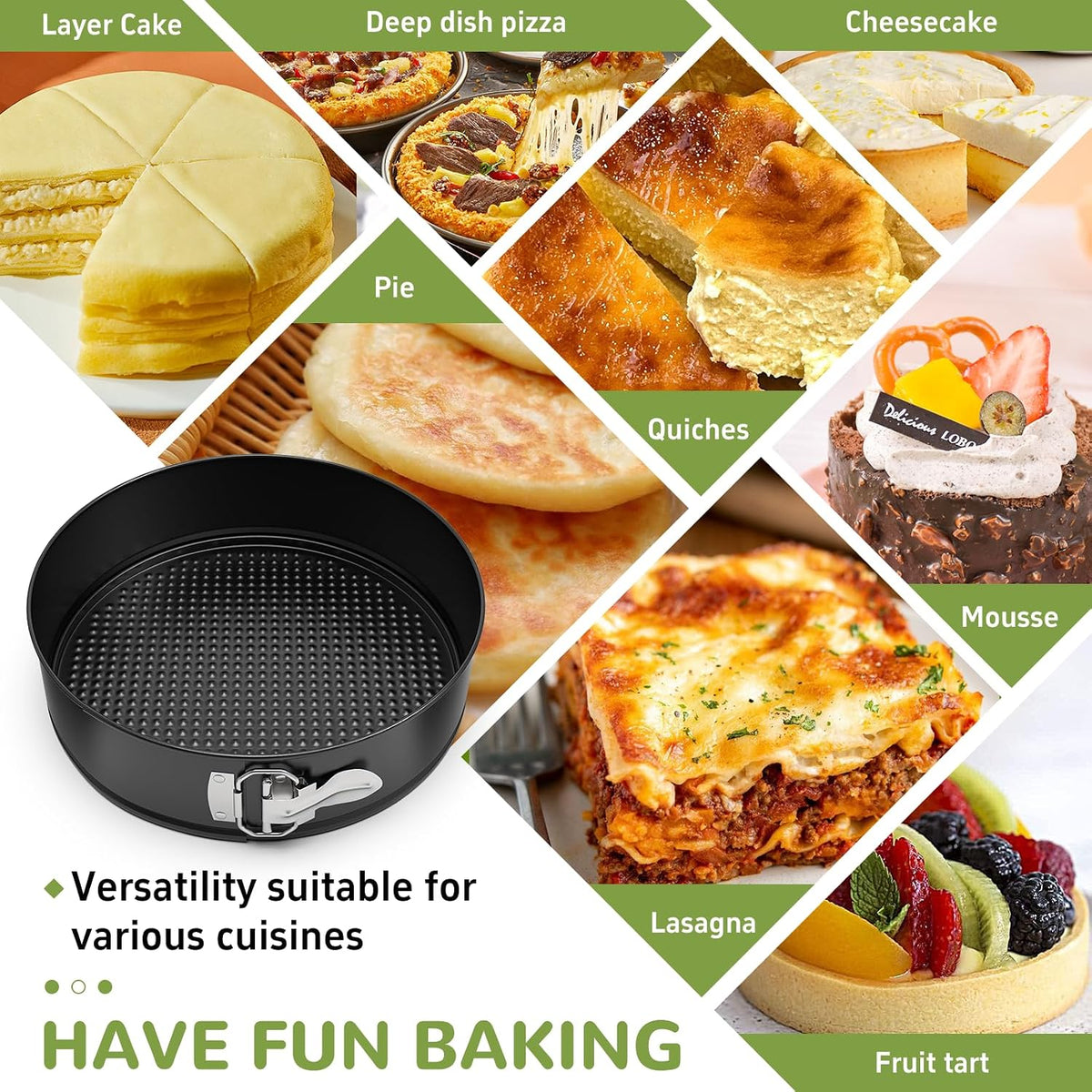 ZeroPone 9 Inch Springform Pan with Removable Bottom