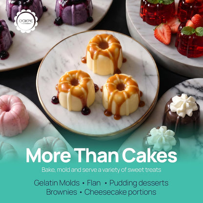 O'CREME Mini Cake Pan Silicone Baking Mold, Reusable Bakeable Silicone Molds for Jello and Desserts, Non-Stick BPA-Free, Moldes para Flan, Moldes Para Gelatinas, Mini Flan Molds, 25 Pack