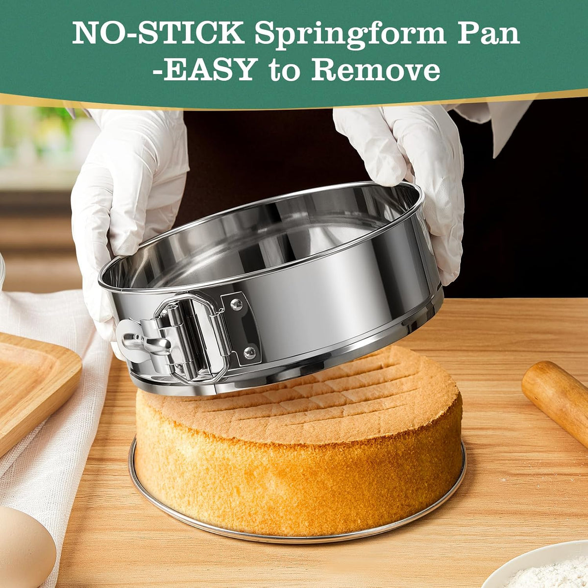 9-Inch Springform Cake Pan, Removable Bottom, 304 Stainless Steel