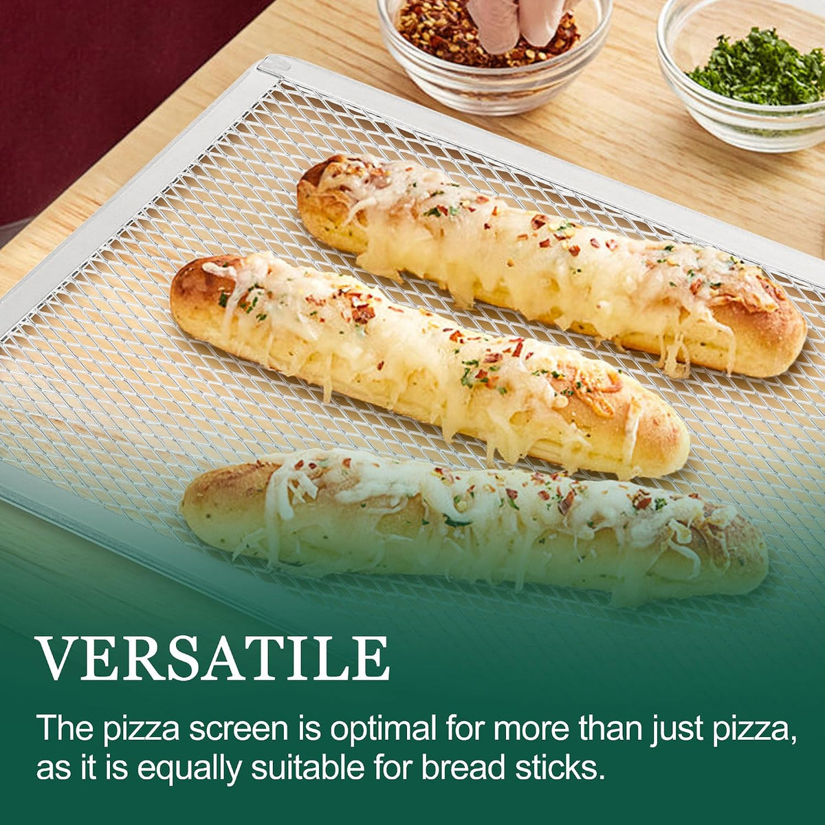 Pizza Screen 11 x 16 Inch 2 Pack Rectangular Aluminum Pizza Pan Restaurant-Grade Flatbread Screen Pizza Crisper Pan,Oven-Safe