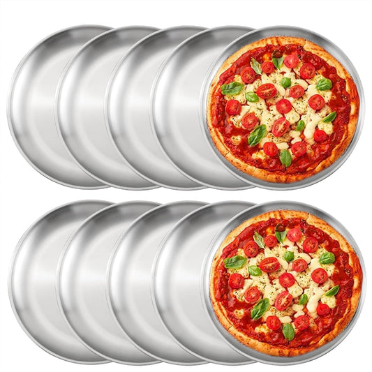 10 Pack 12 inch Stainless Steel Pizza Pan, Non Stick