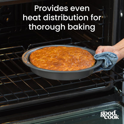 GoodCook Everyday Nonstick Steel Round Cake Pan, 9-Inch, Gray