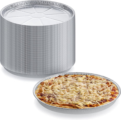 DCS Deals Pack of 12 Disposable Round Foil Pizza Pans – Durable Pizza Tray for Cookies, Cake, Focaccia and More – Size: 12-1/4" x 3/8"