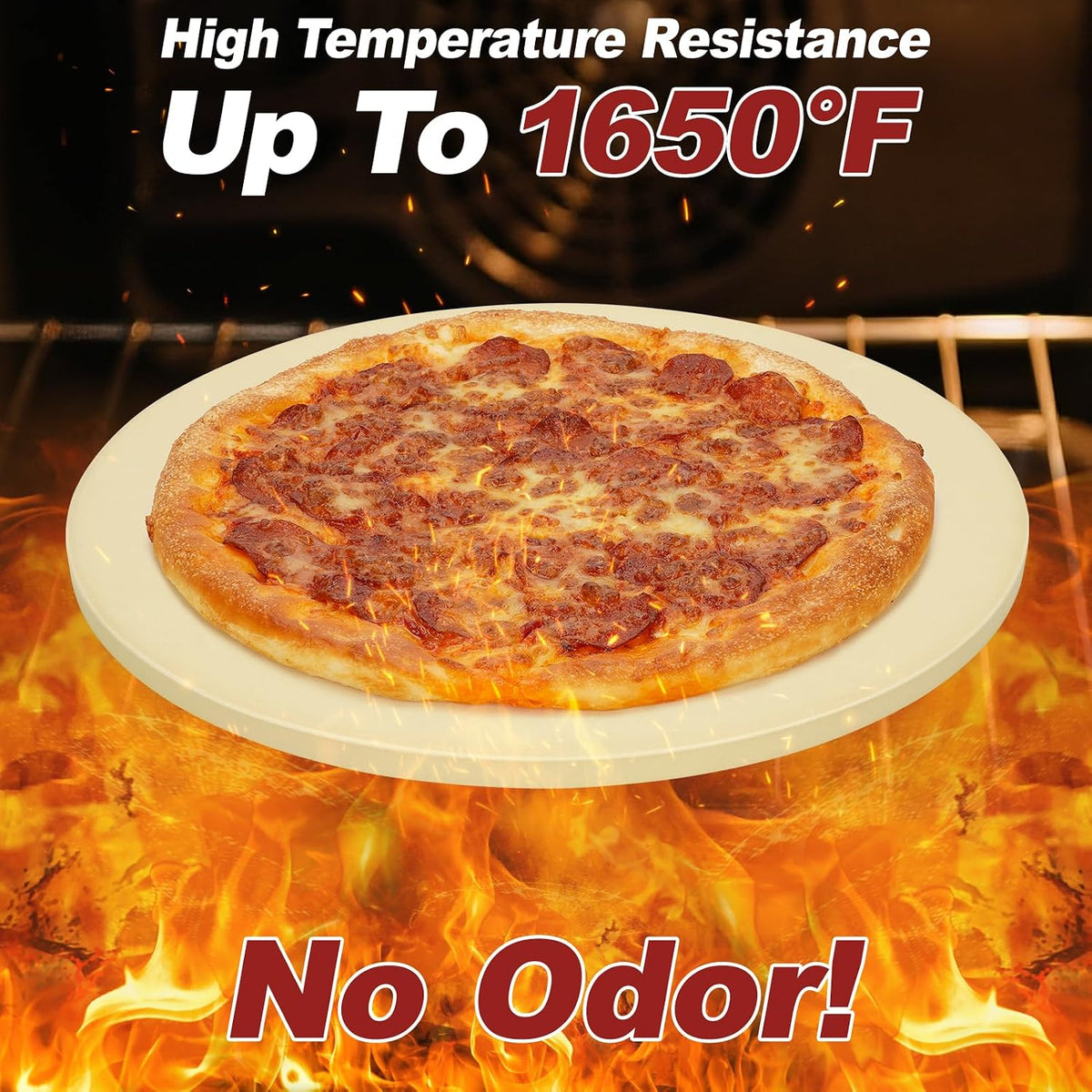 Round Pizza Stone for Grill and Oven- 15 inch Baking Stone(Beige)