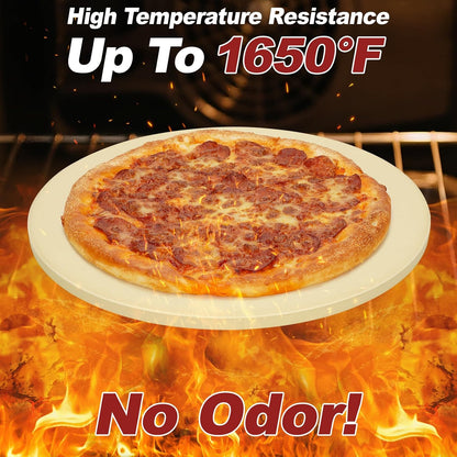 Round Pizza Stone for Grill and Oven- 15 inch Baking Stone(Beige)