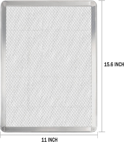 Pizza Screen 11 x 16 Inch 2 Pack Rectangular Aluminum Pizza Pan Restaurant-Grade Flatbread Screen Pizza Crisper Pan,Oven-Safe