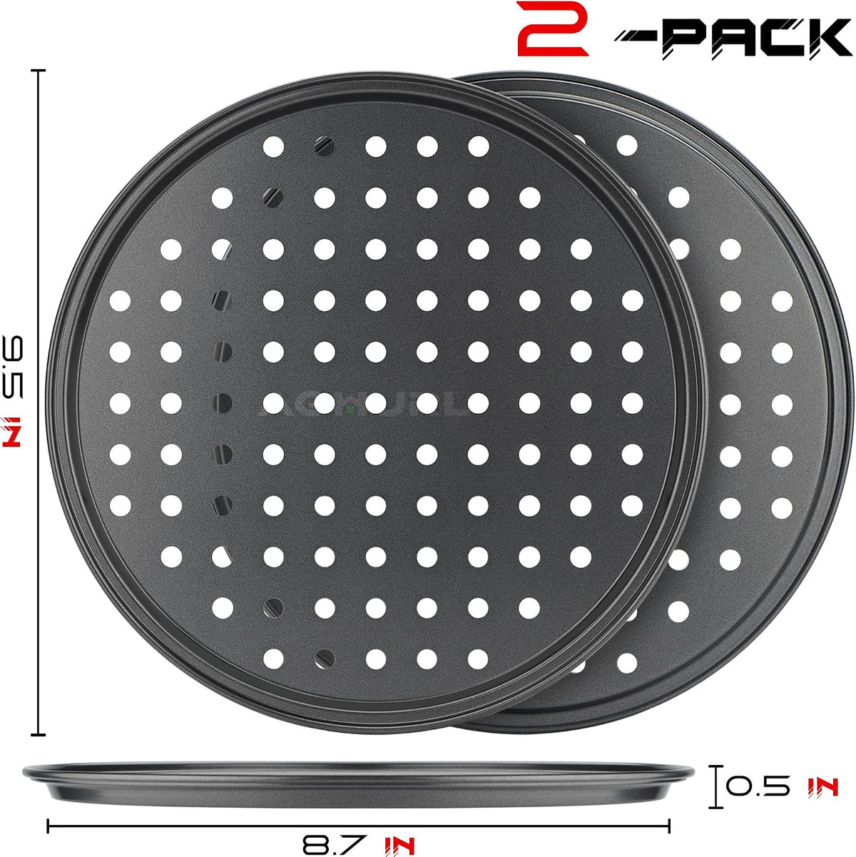 9 inch Pizza Pans with Holes, Nonstick Pizza Tray, 2-Pack