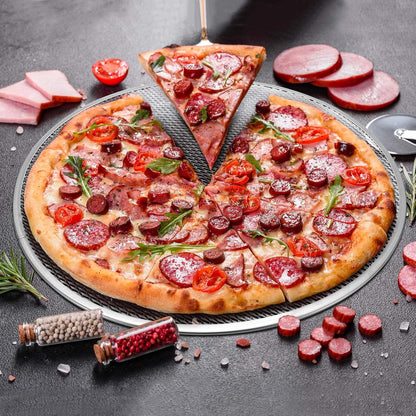Nuogo 5 Pcs 14 Inch Aluminum Mesh Pizza Screens with Holes, Round Nonstick