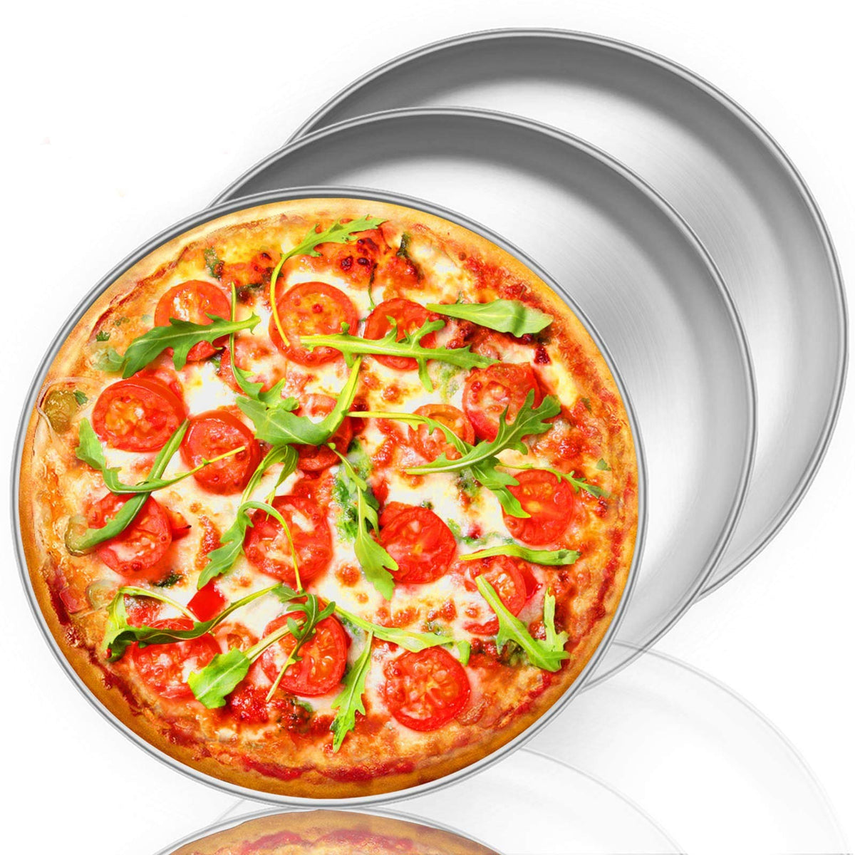 TeamFar Pizza Pan, 12 inch Pizza Pan Stainless Steel Pizza Oven Pan Tray
