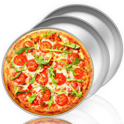TeamFar Pizza Pan, 12 inch Pizza Pan Stainless Steel Pizza Oven Pan Tray
